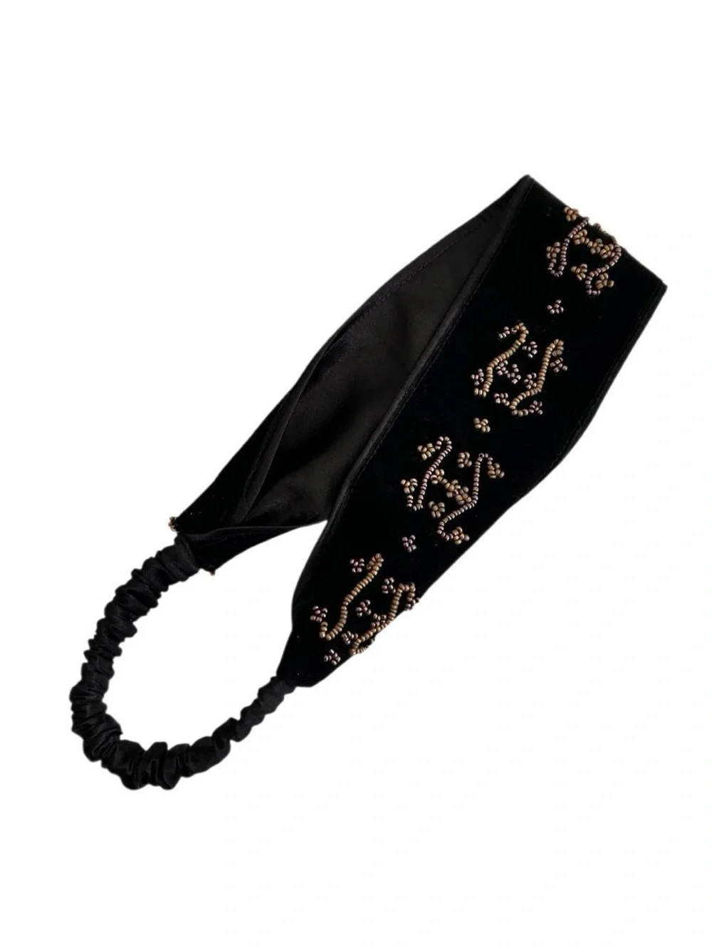 Black Embellished Velvet Wide Headbandy